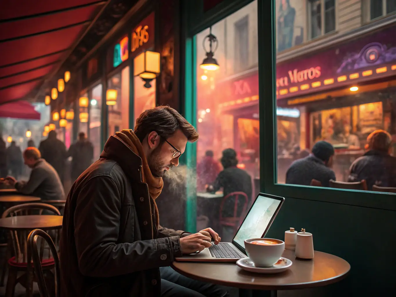 A visually appealing image of participants creating art during a painting workshop at Parisplaycafe, highlighting the cafe's artistic atmosphere.